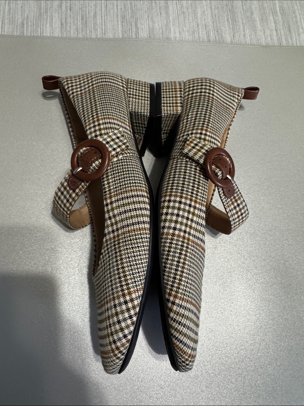 LifeStride Mary Jane Flats Plaid Houndstooth Checked Buckle Shoes Size 8.5 Wide - Picture 4 of 8